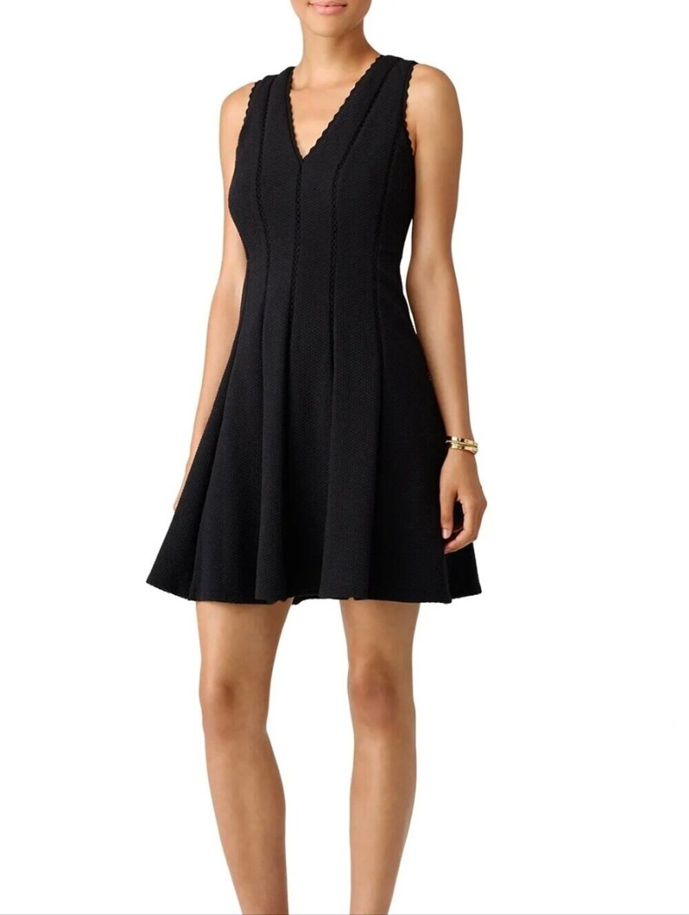 Rebecca Taylor NYC Black Diamond textured Little Black fit & Flare Dress Size 6